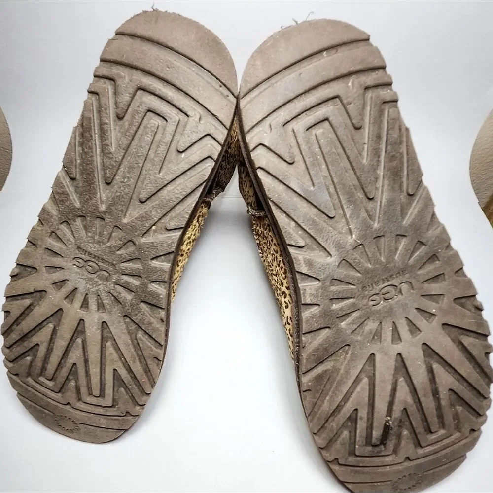 UGG classic gold metallic shimmer leopard brown winter fur boots Size 9 - Picture 5 of 7